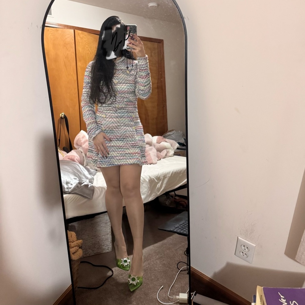 Multicolor Striped Women's Tweed Set